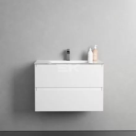 Sanotechnik CUBE 100 függesztett bútorszett, üvegmosdóval, fehér