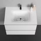 Sanotechnik CUBE 100 függesztett bútorszett, üvegmosdóval, fehér