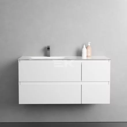 Sanotechnik CUBE 100 függesztett bútorszett, üvegmosdóval, fehér