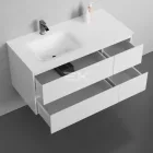 Sanotechnik CUBE 100 függesztett bútorszett, üvegmosdóval, fehér