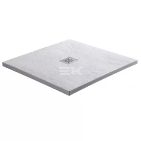 Sanotechnik KRETA öntött márvány zuhanytálca, fehér