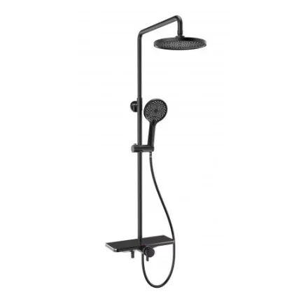 Sanotechnik Zuhanyrendszer termosztátos csapteleppel, fekete
