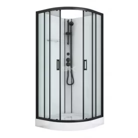   Sanotechnik DALLAS hidromasszázs zuhanykabin, fekete, termosztátos keverőcsappal