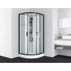 Sanotechnik DALLAS hidromasszázs zuhanykabin, fekete, termosztátos keverőcsappal