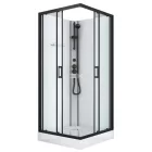 Sanotechnik DENVER hidromasszázs zuhanykabin, fekete, termosztátos keverőcsappal