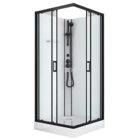   Sanotechnik DENVER hidromasszázs zuhanykabin, fekete, termosztátos keverőcsappal