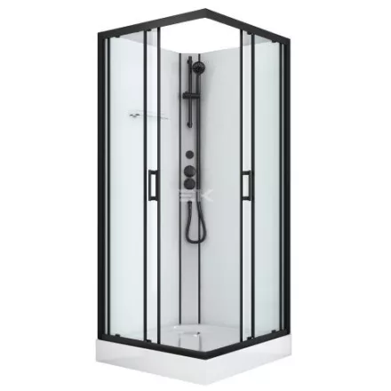 Sanotechnik DENVER hidromasszázs zuhanykabin, fekete, termosztátos keverőcsappal