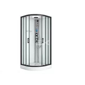   Sanotechnik AUSTIN komplett hidromasszázs zuhanykabin elektronikával, fekete kerettel