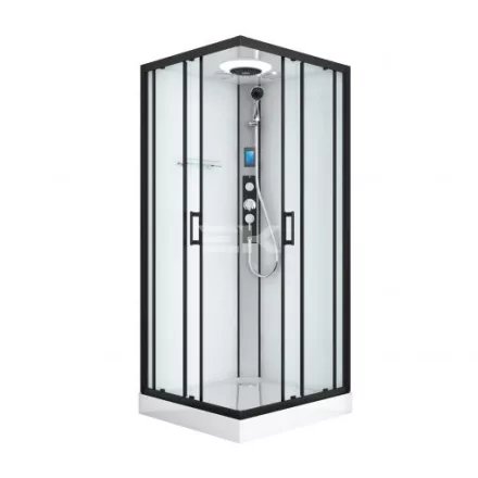 Sanotechnik MIAMI komplett hidromasszázs zuhanykabin elektronikával, fekete kerettel