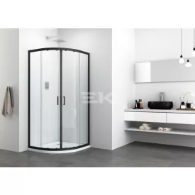   Sanotechnik ELITE BLACK íves sarokkabin 2 tolóajtóval R90B (6 mm)