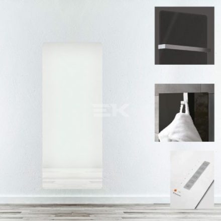Sanotechnik E-ROM elektromos design radiátor, fehér (digitális termosztáttal, érintőgombos vezérléssel, távirányítóval)