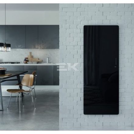 Sanotechnik E-ROM elektromos design radiátor, fekete (digitális termosztáttal, érintőgombos vezérléssel, távirányítóval)