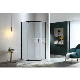 Sanotechnik Ötszögletű sarokkabin pivot ajtóval, fekete