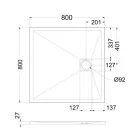 Zuhanytálca, West Zara 80x80 cm, fehér