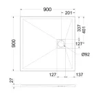 Zuhanytálca, West Zara 80x80 cm, black