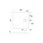 Zuhanytálca, West Zara 80x80 cm, gris